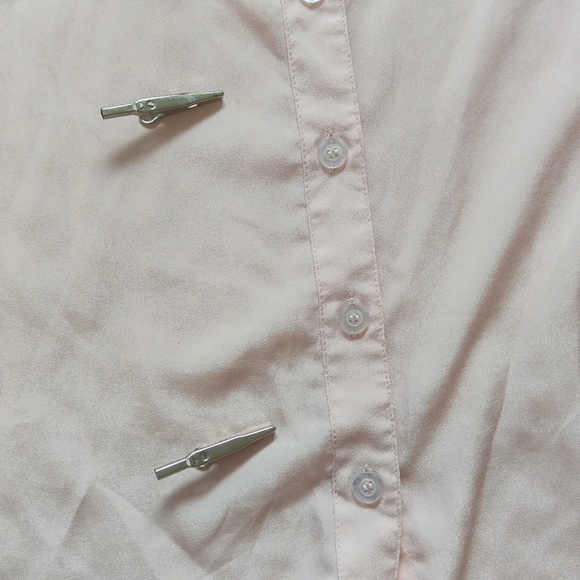 Ptp19" Sans Souci Light Pink Casual Button Down Shirt With Roll-Tab Sleeve - Picture 11 of 14